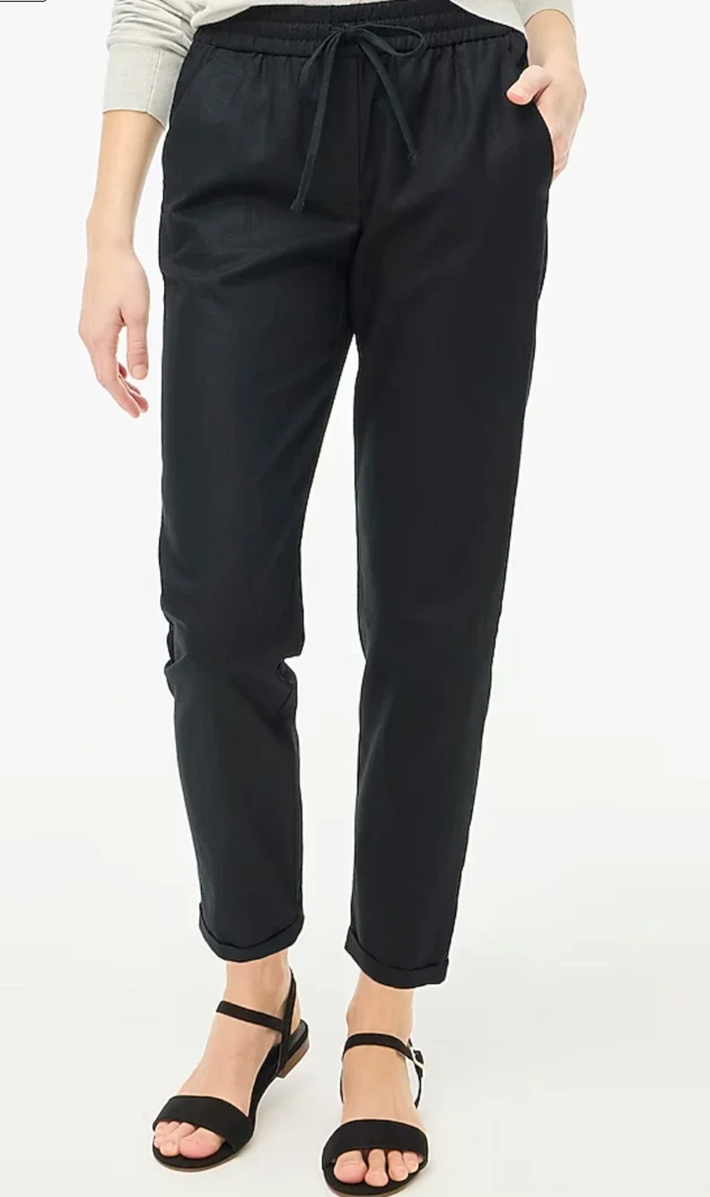 Linen-cotton blend drawstring pant Petite 4